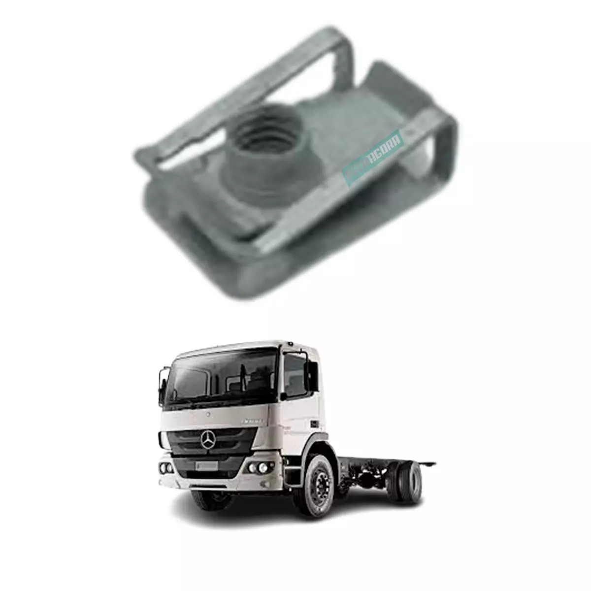 CAIXA 10 PRESILHAS GRAMPO TRAVA CHAPA ESTRIBO PARA MB AXOR (CX.0049941745**10)