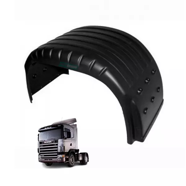 PARALAMA TRASEIRO TRACAO SCANIA 124 SERIE 4 SERIE 5 PRETO CHAPA 5MM PLASTICO INJ