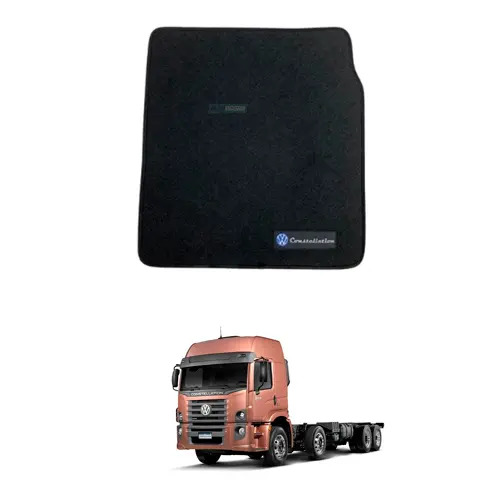 TAPETE CARPETE CARONA ORIGINAL MODELADO C/LOGO VW CONSTELATION 2 PRETO PREMIUM (
