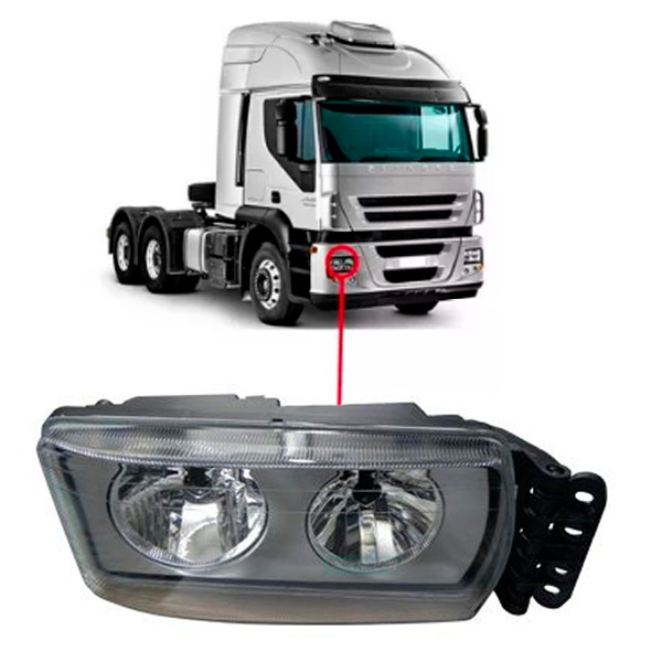 FAROL PRINCIPAL DIREITO MASCARA CROMADA IVECO STRALIS TRAKKER TECTOR CURSOR 2010