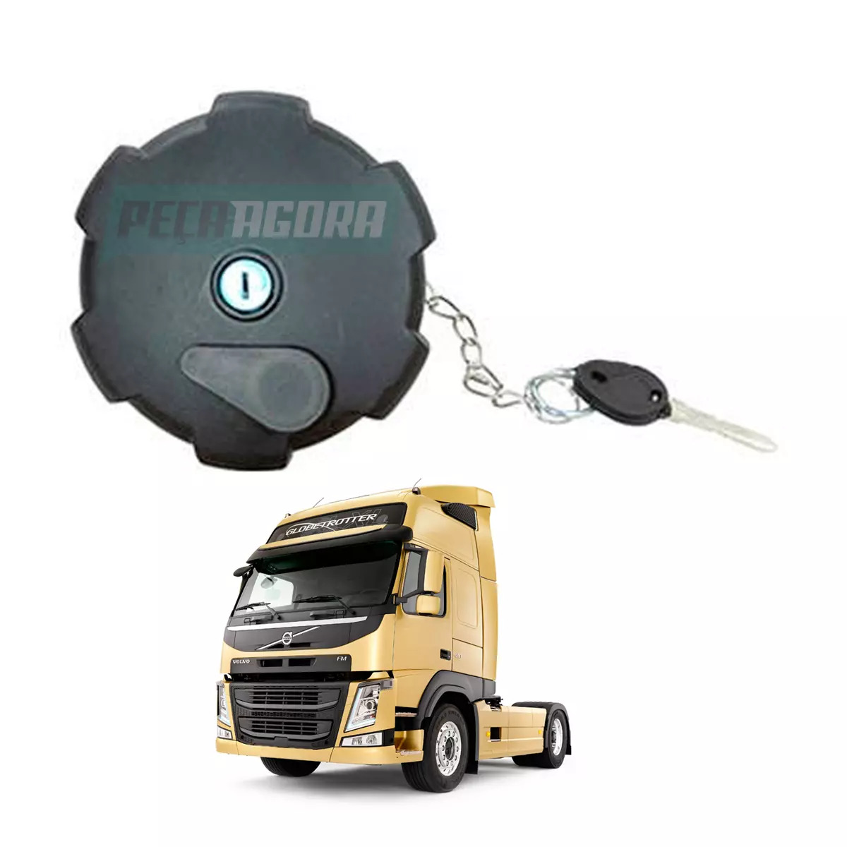 TAMPA TANQUE COMBUSTIVEL VOLVO FM FH VM MB AXOR COM CHAVE  (0004700405-22335631,