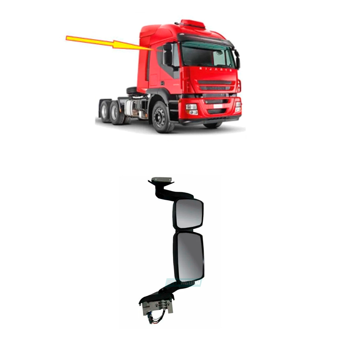 ESPELHO RETROVISOR DUPLO ELETRICO COM DESEMBACADOR 24V LD (VI599-21712)