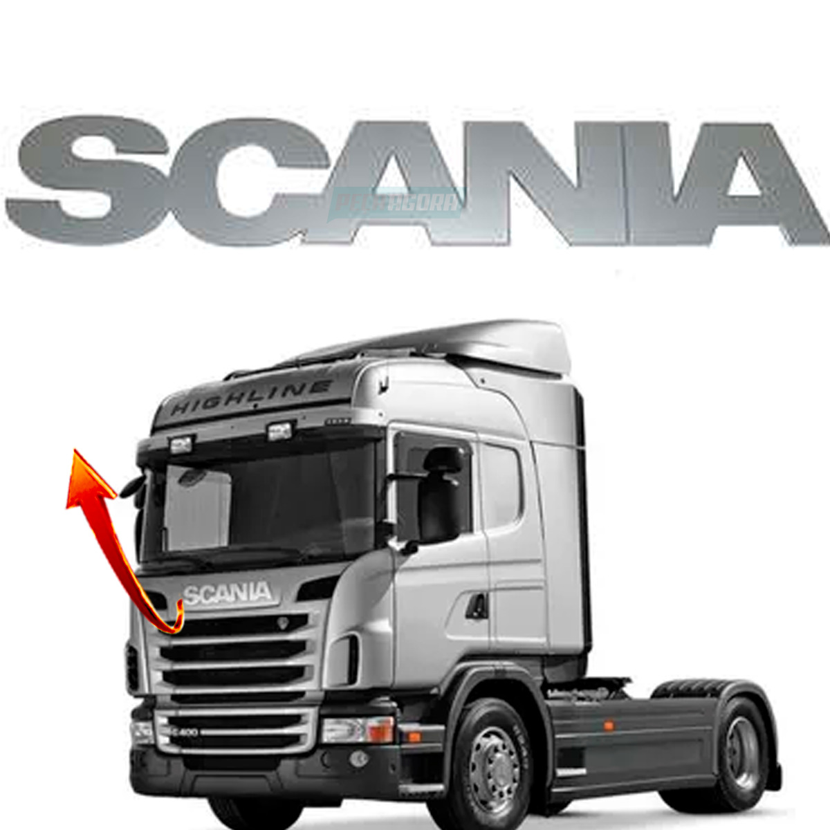 EMBLEMA FRONTAL SCANIA G R 2010 A 2016 HIGHLINE LETREIRO - PLASTICO (1495961-193