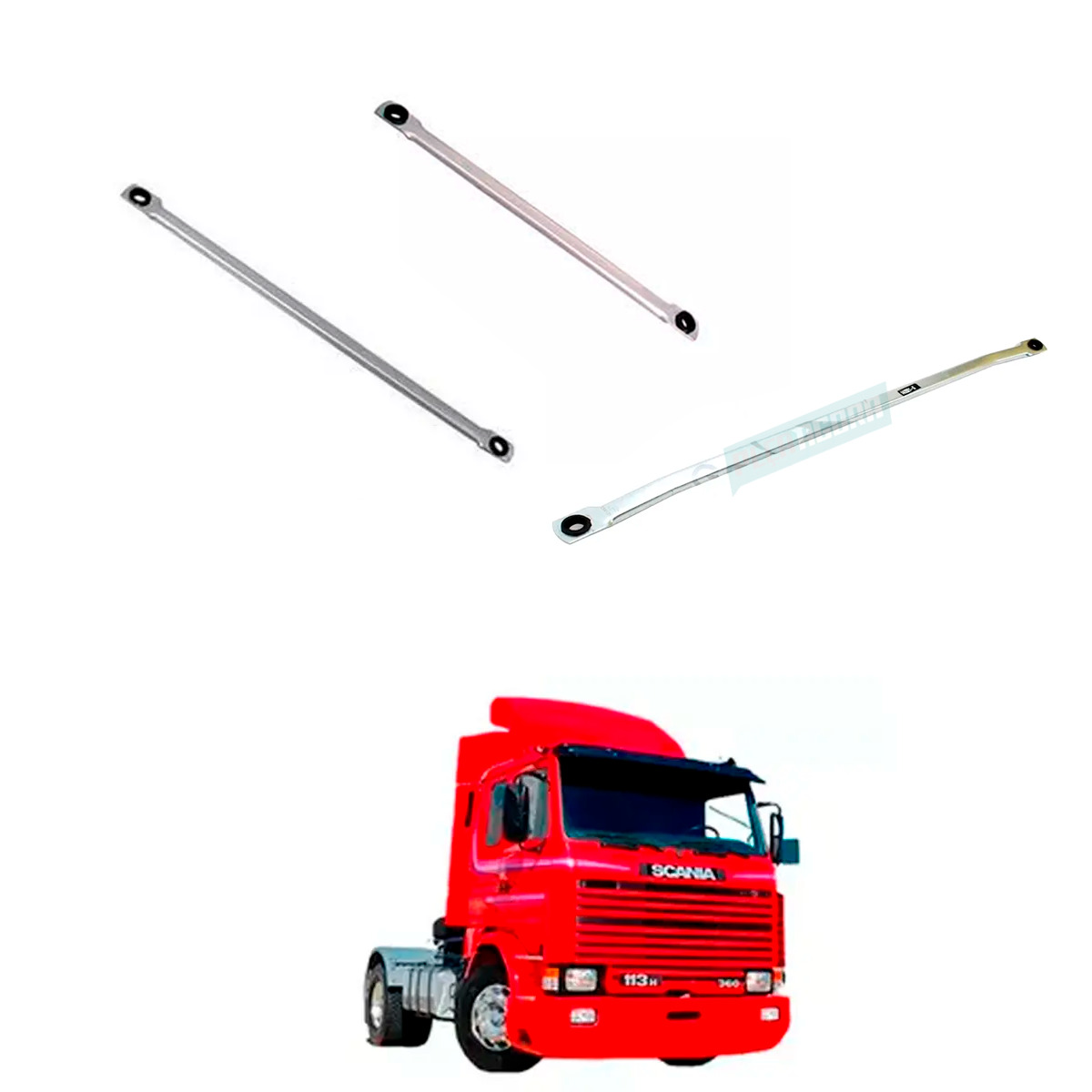 KIT BARRA HASTE LIMPADOR CENTRAL ESQUERDO DIREITO SCANIA 112 142 SERIE R T (K.15