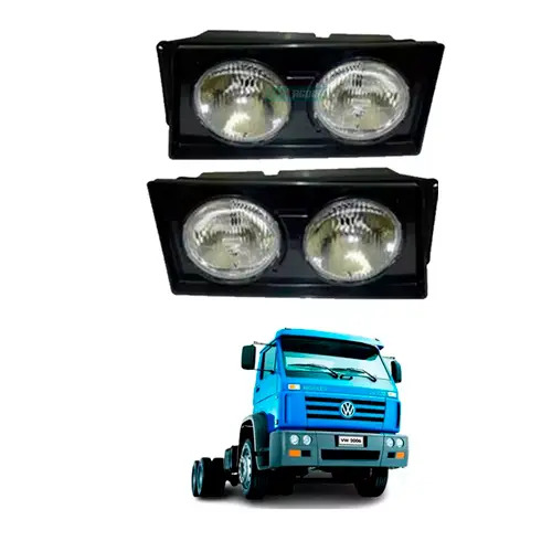 PAR FAROL ESQUERDO DIREITO VW WORKER TITAN 2003 A 2018 MOLDURA PRETA 13140 13170