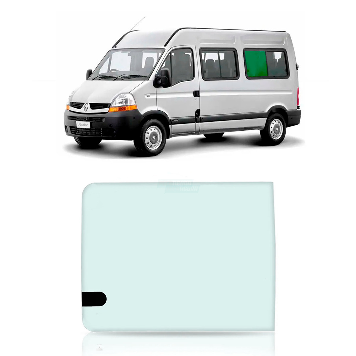 VIDRO LATERAL 3 JANELA ESQ RENAULT MASTER 2011 2 VAOS SERIG 700X547 <P>RENAULT M