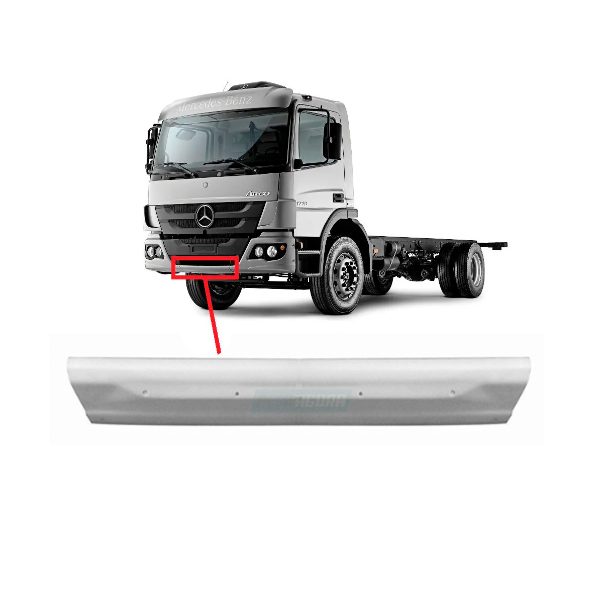 PARACHOQUE PARTE CENTRAL MB ATEGO 2012 EM DIANTE PLASTICO BRANCO (9588801204-M30