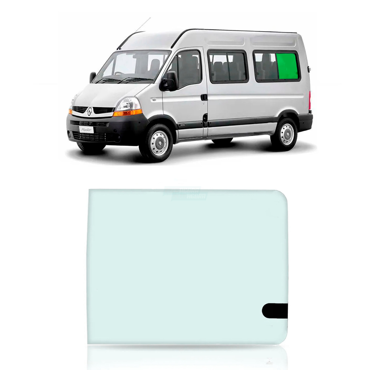 VIDRO LATERAL ESQ ULTIMO VIDRO SERIG 705X550 CURVO RENAULT MASTER ANTIGA 2011 2 