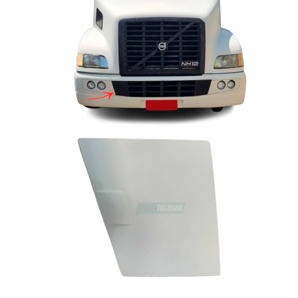 TAMPA REBOQUE PARACHOQUE DIREIITO VOLVO NH12 ANO 2005... FIBRA FAROL REDONDO (AS