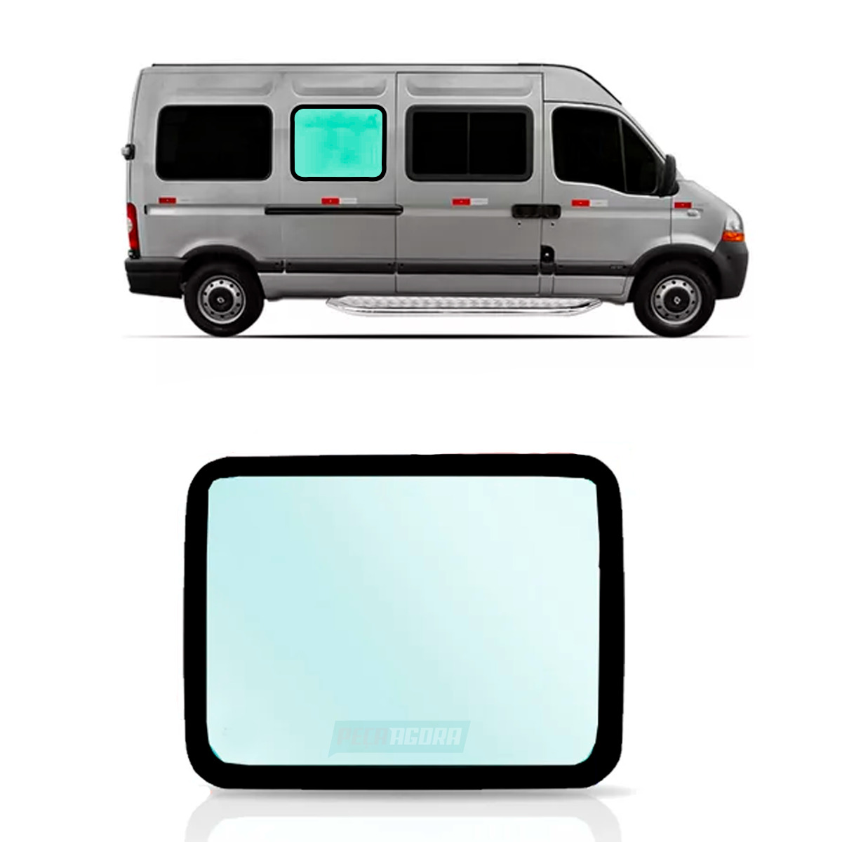 VIDRO LATERAL FIXO DIR VERDE SERIG 825X640 CURVO RENAULT MASTER ANTIGA 2011 3 VA