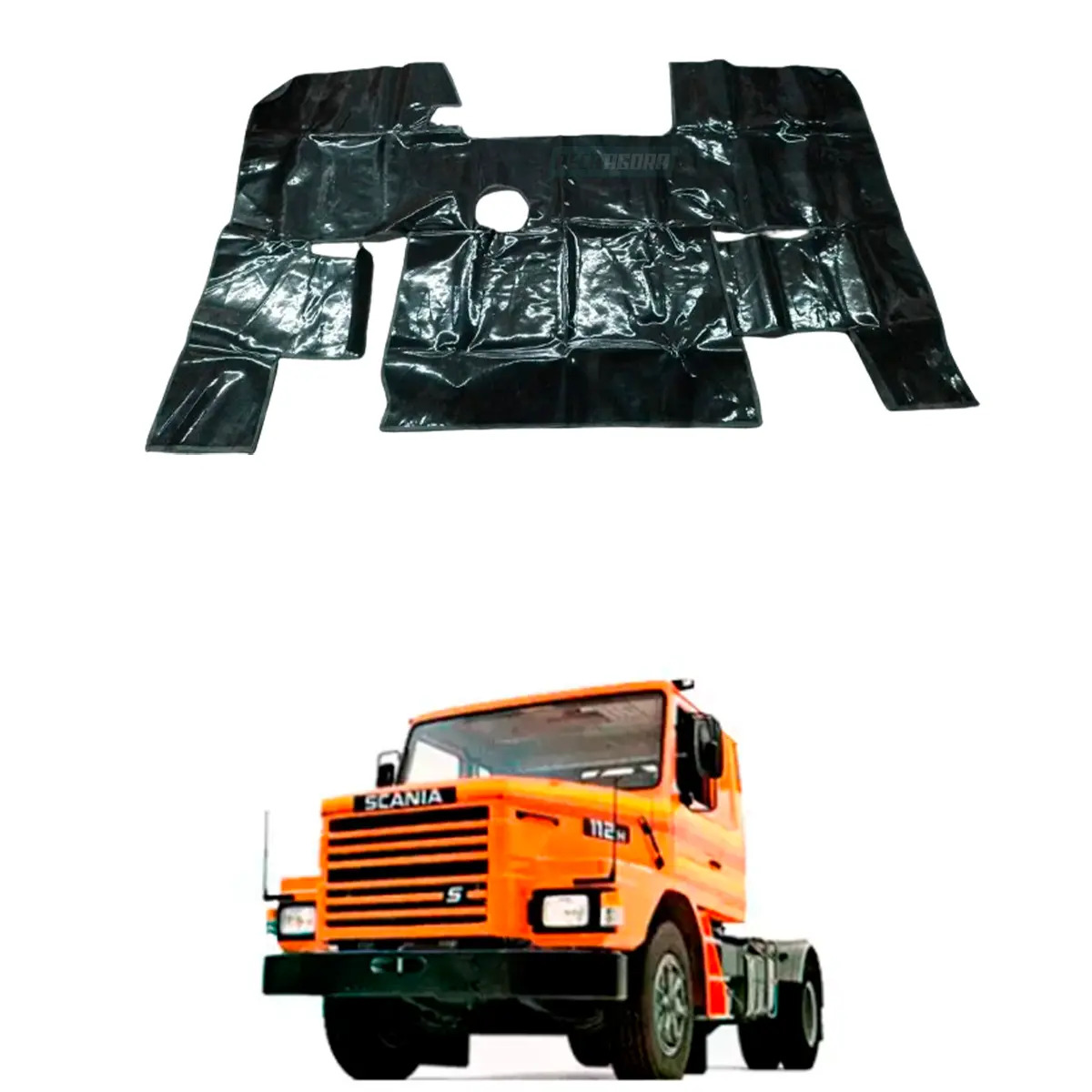 TAPETE DE VINIL PRETO PARA SCANIA 112 HS ANO 1987 (PUES407P)