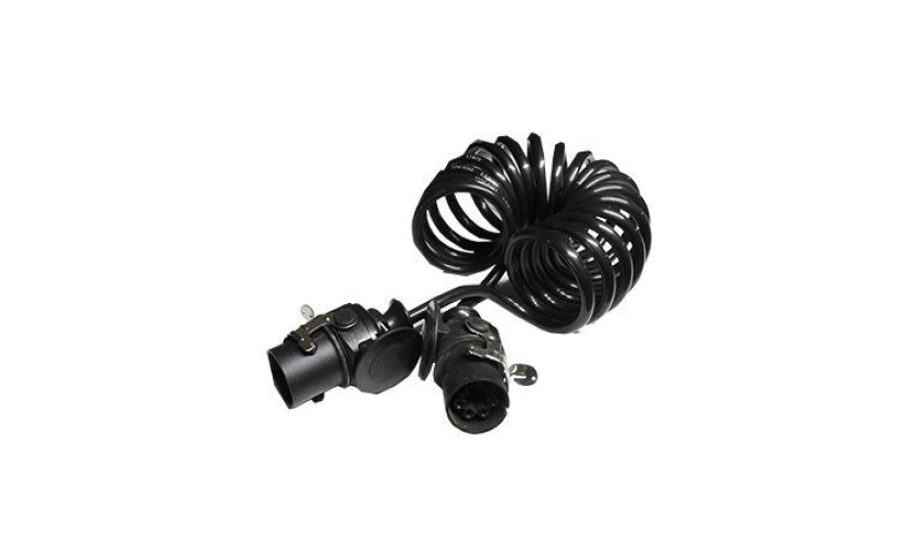 CHICOTE ELETRICO ESPIRAL 7 POLOS 2 TOMADAS MACHO 5,5MM CAVALO MECANICO REBOQUE S