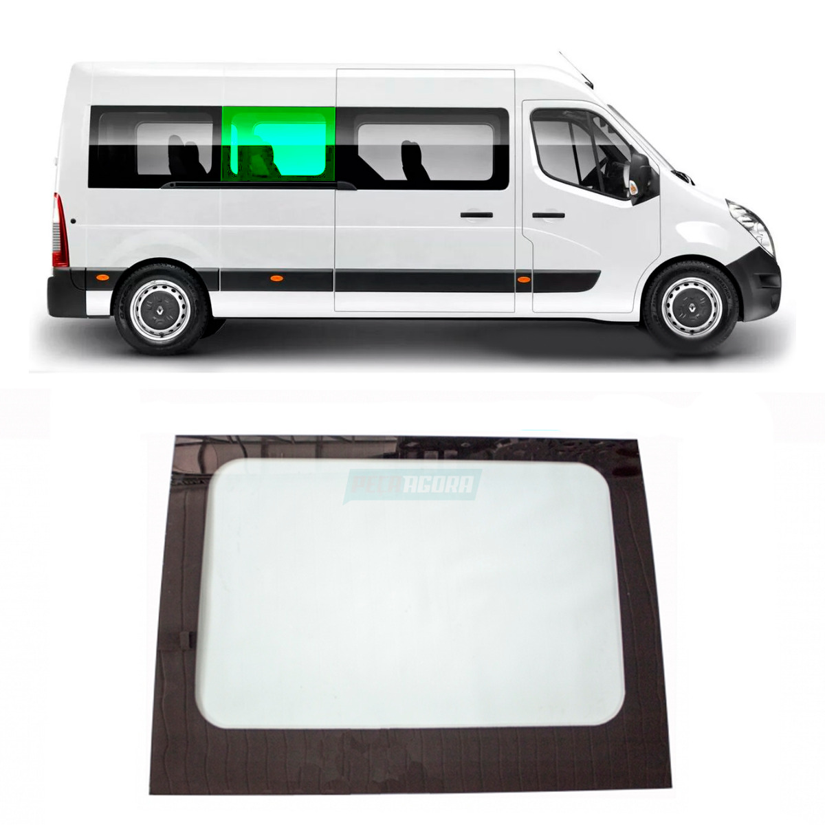 VIDRO LATERAL DIR SERIG 923X630 CURVO RENAULT MASTER NOVA 2013 3 VAOS <P>RENAULT