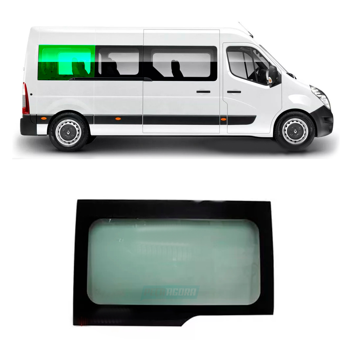 VIDRO ULTIMA JANELA DIR SERIG 1082X688 CURVO RENAULT MASTER NOVA 2013 3 VAOS <P>