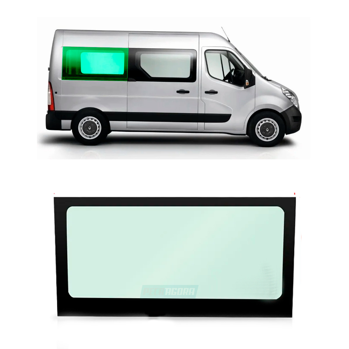 VIDRO LATERAL DIR SERIG 1355X630 CURVO RENAULT MASTER NOVA 2013 2 VAOS <P>RENAUL