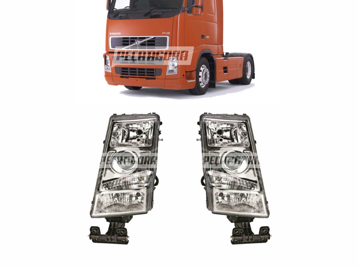 FAROL ESQUERDO CAMINHAO VOLVO FH12 FM12 2004 A 2007 - REDONDO CONECTOR (20713720
