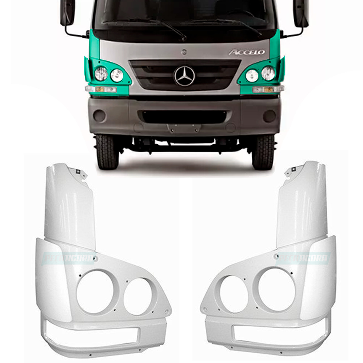 PAR BOJO MOLDURA FAROL COM DEFLETOR MB ACCELO 715 815 915C 1016	 (K.9798800340-9