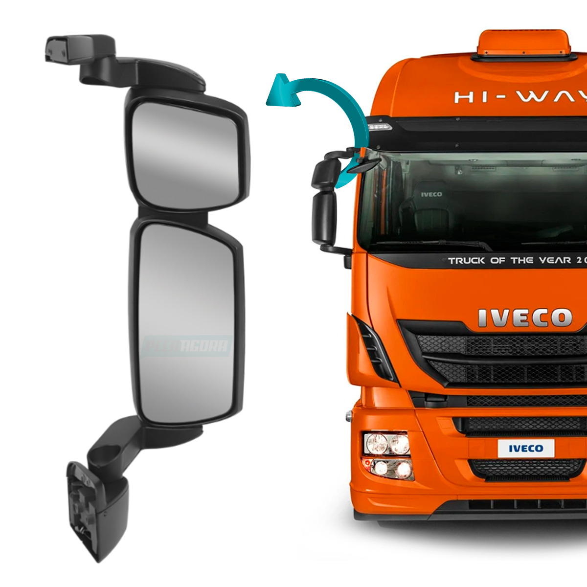 ESPELHO RETROVISOR DIR ELETRICO IVECO TECTOR 2019 HI-WAY COM DESEMBACADOR SENSOR
