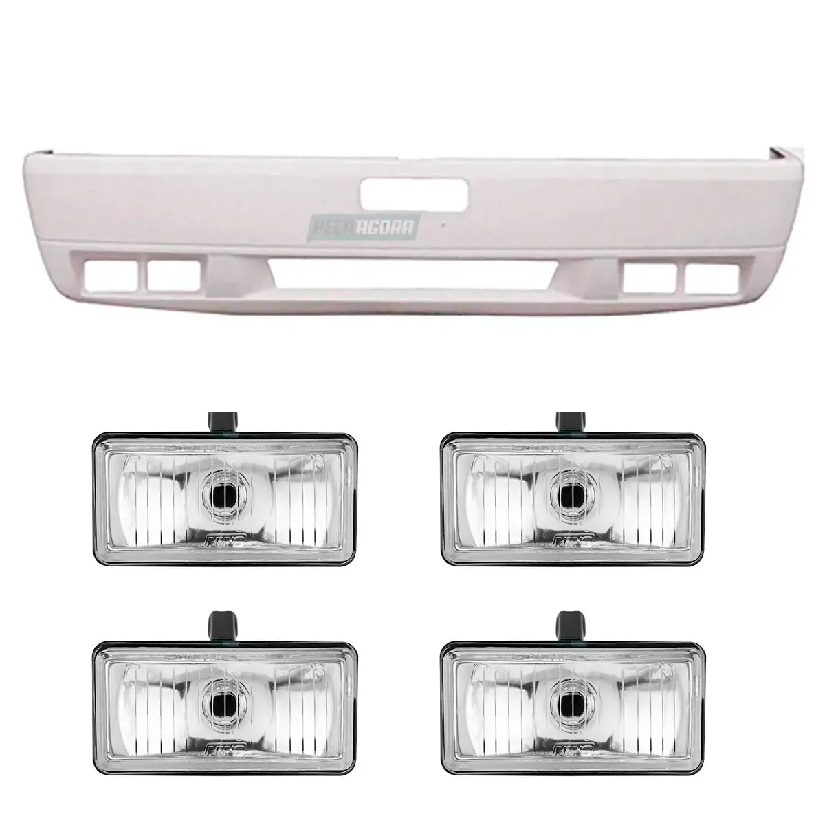 KIT PARACHOQUE DIANTEIRO E 4 FAROL AUXILIAR MILHA 152X78MM MB 1935 1941 FIBRA (K