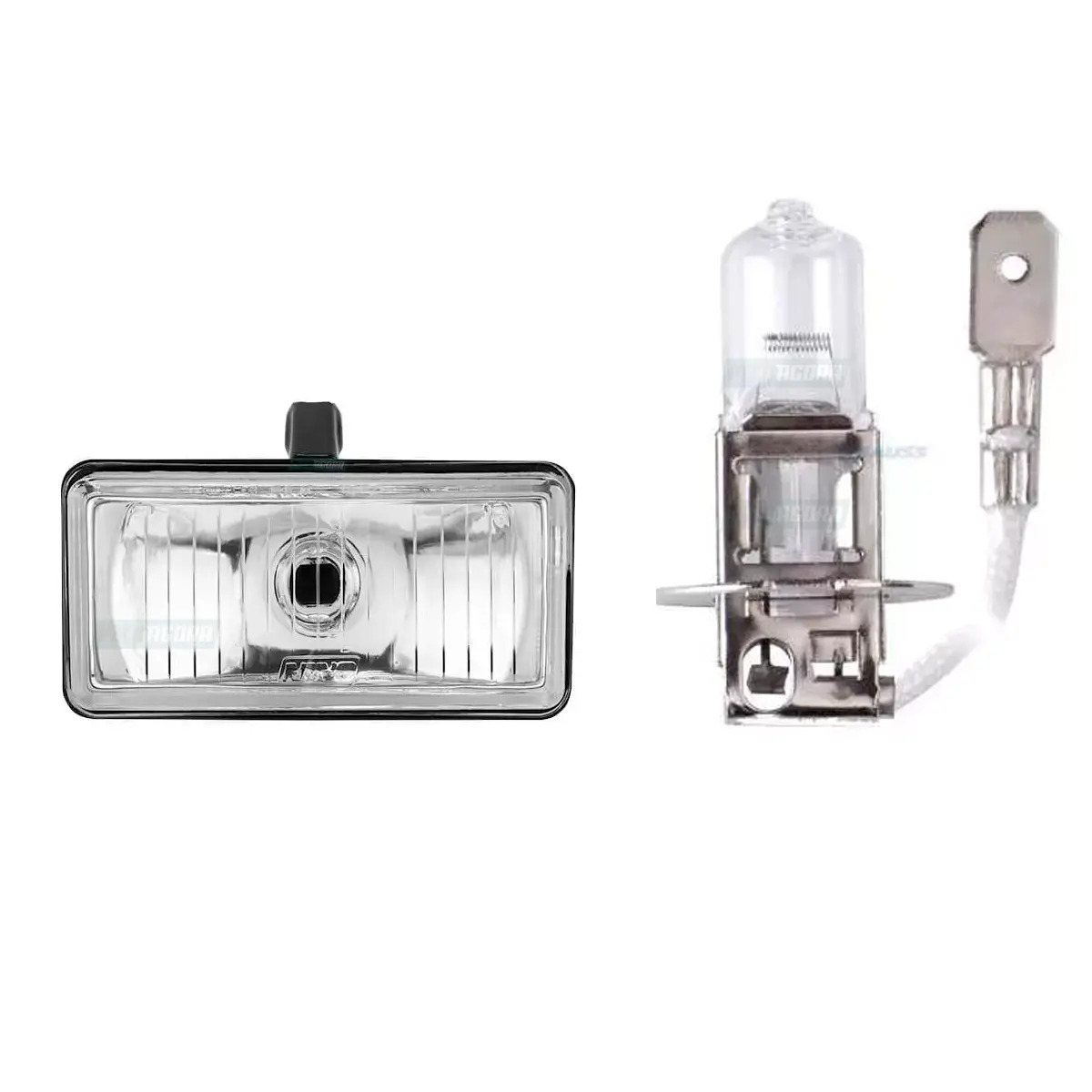 KIT FAROL NEBLINA RETANGULAR LAMPADA H3 12V 52X78MM CRISTAL LISO (K.424173-F15V-