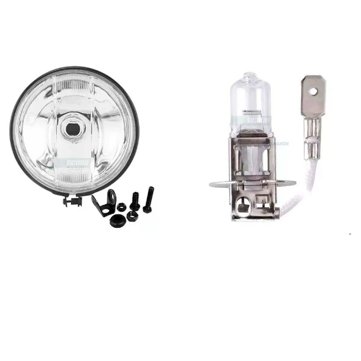 KIT FAROL AUXILIAR VIDRO COM LAMPADA H3  MILHA 142MM LONGO ALCANCE GOL GTS ESCOR
