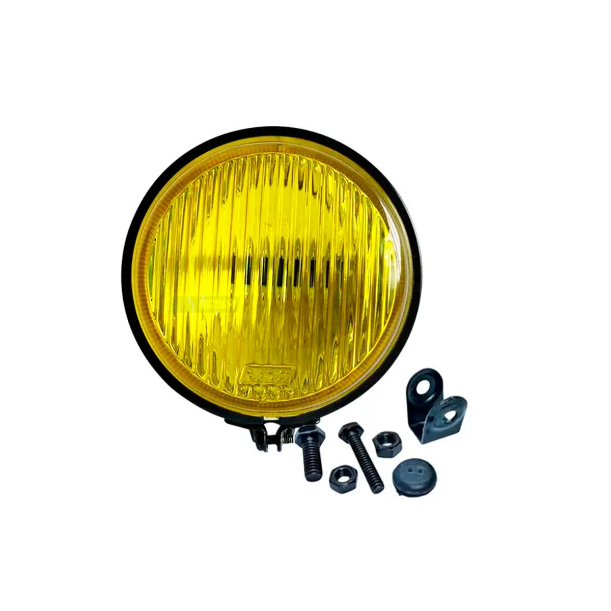 FAROL MILHA AUXILIAR AMARELO H3 REDONDO ESTRIADO 110MM LENTE VIDRO LONGO ALCANCE