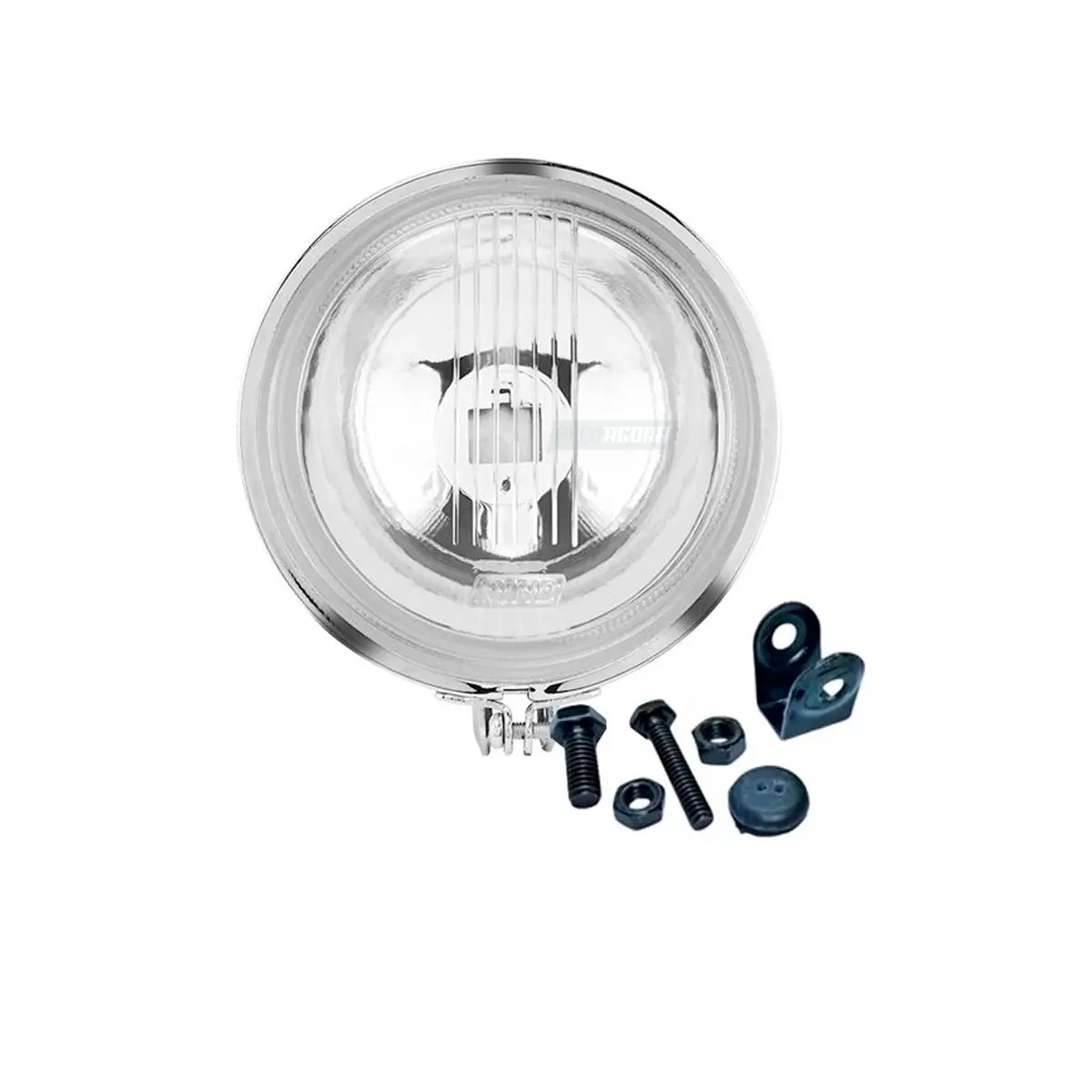 FAROL MILHA H3 AUXILIAR REDONDO CROMADO 110MM LENTE VIDRO (MILHA-F58C)