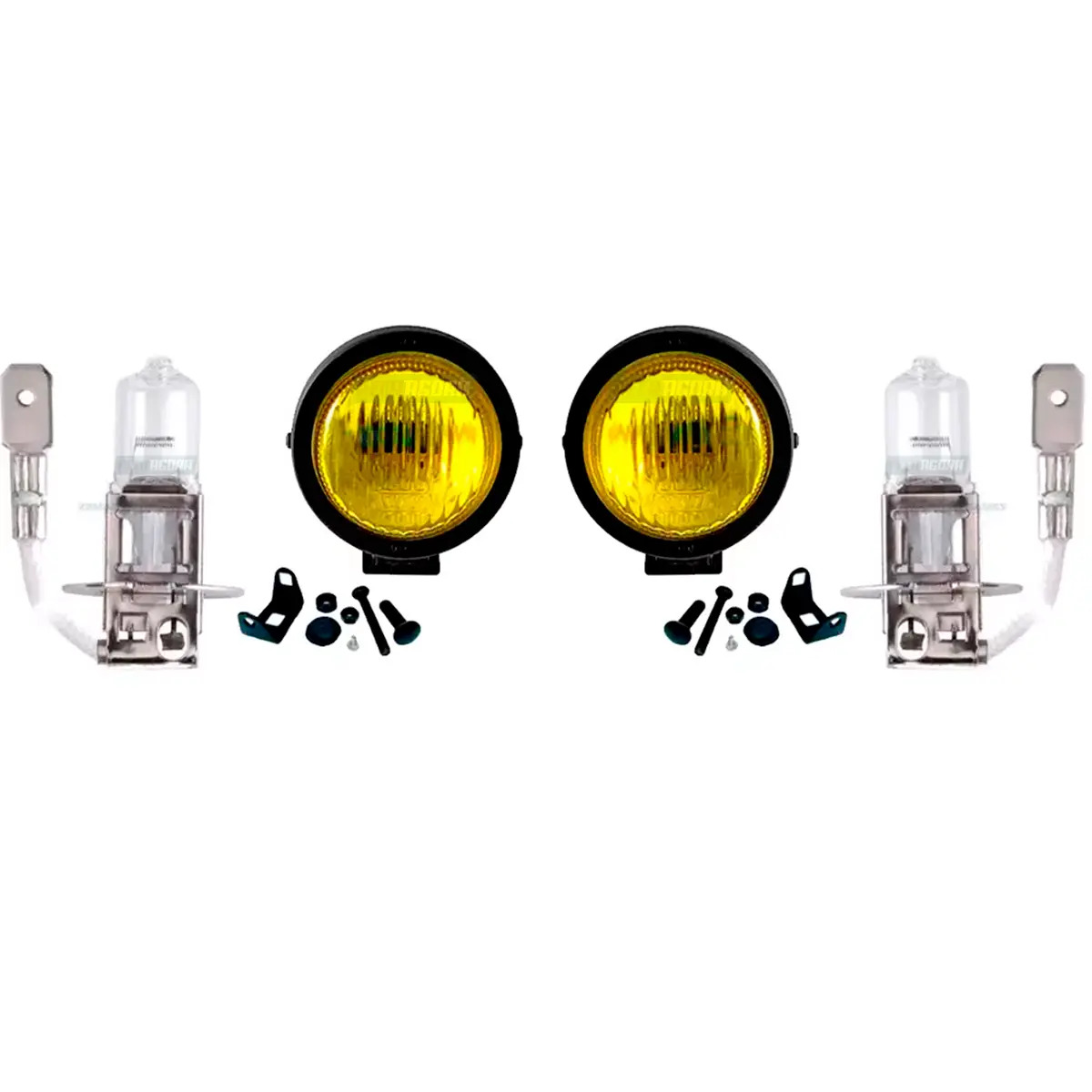KIT 2 FAROIS MILHA 85MM AMARELO 2 LAMPADAS H3 24V UNIVERSAL (K.F11AAN-ML0462-GL4
