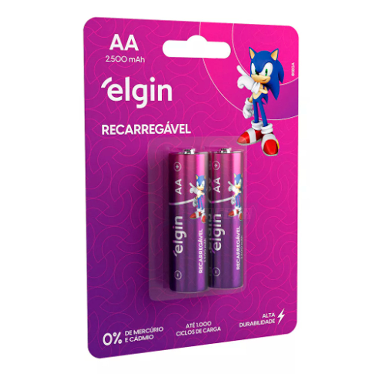 PILHA RECARREGAVEL PEQUENA AA 2500MAH ELGIN COM 2 UNIDADES (23657CC)
