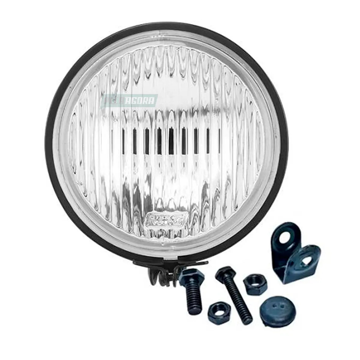 FAROL MILHA H3 AUXILIAR REDONDO ESTRIADO 110MM LENTE VIDRO LONGO ALCANCE (F58N)