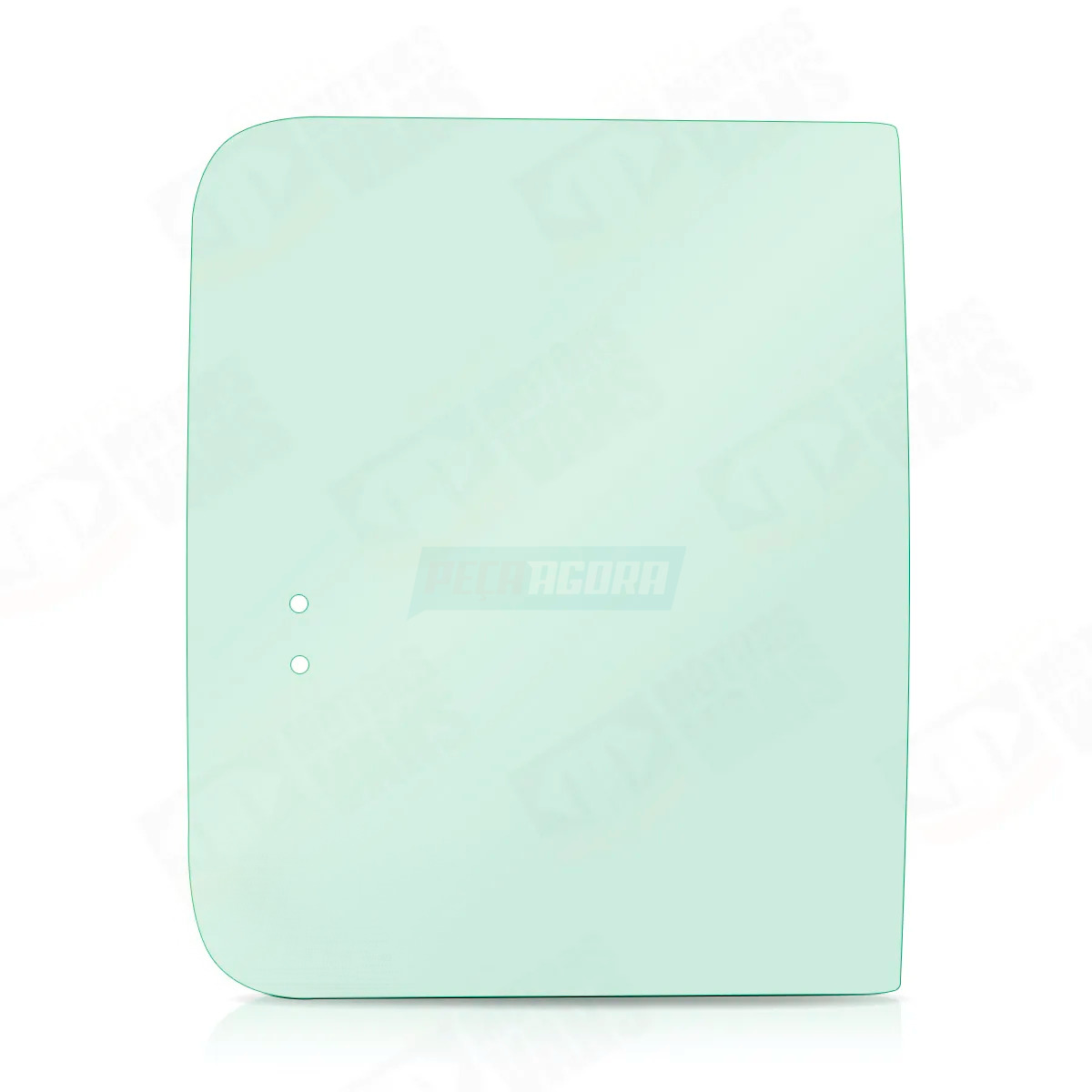 VIDRO LATERAL MOVEL ESQUERDO TRASEIRO ANTERIOR VERDE 420X535 CURVO FURO CENTRAL 