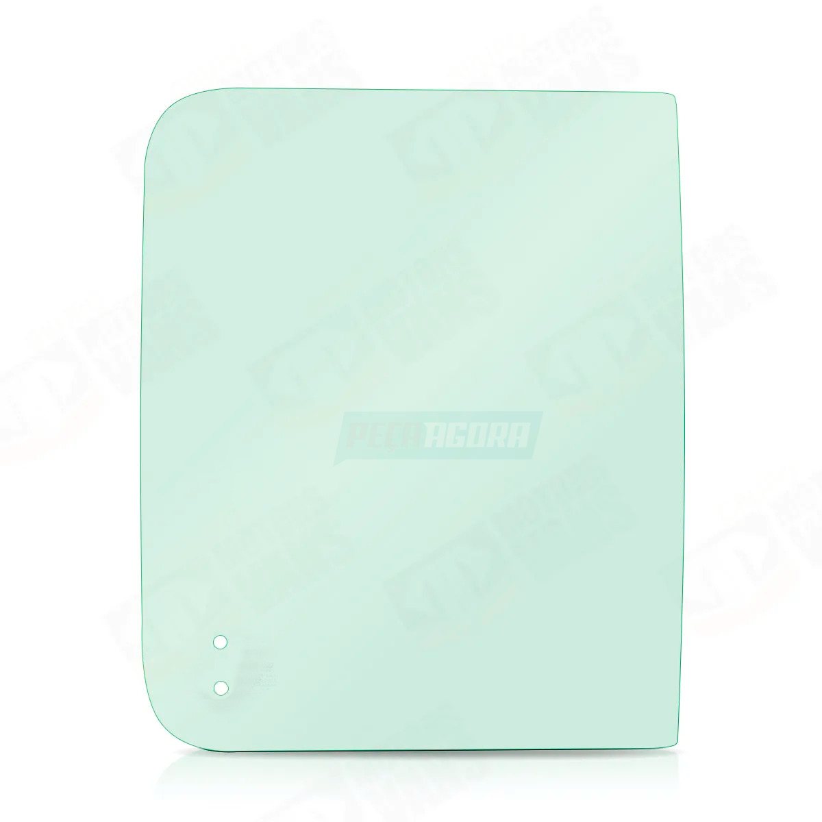 VIDRO LATERAL MOVEL ESQUERDO TRASEIRO ANTERIOR VERDE 420X535 CURVO FURO INFERIOR