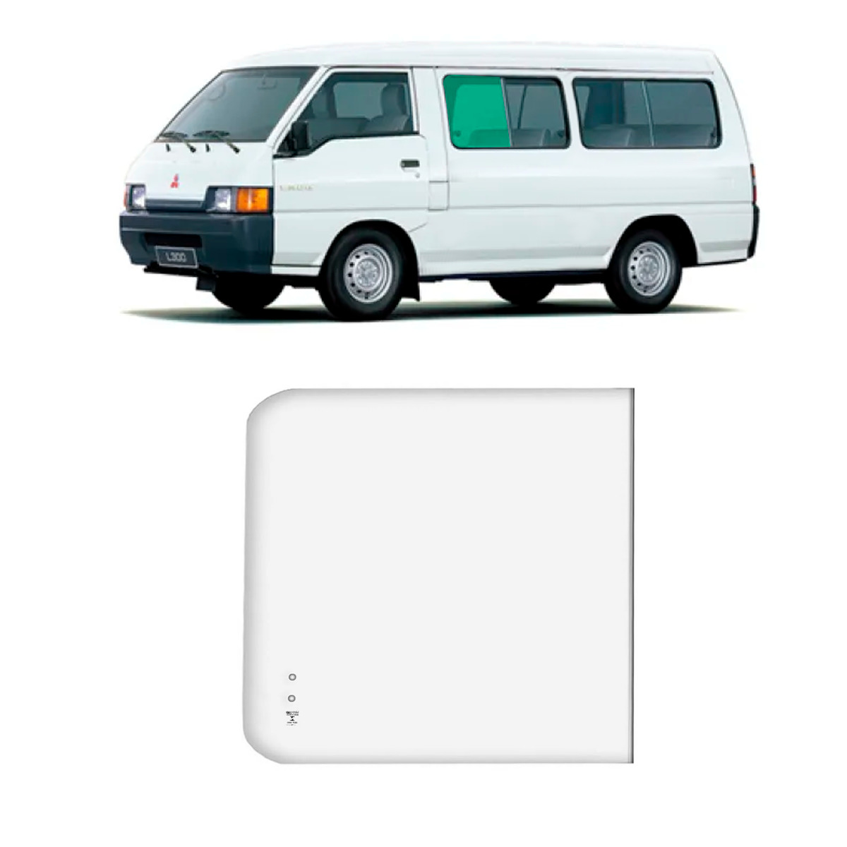 VIDRO LATERAL ESQUERDO INCOLOR 523X505 CURVO COM FURO HYUNDAI H100 (H0010I)