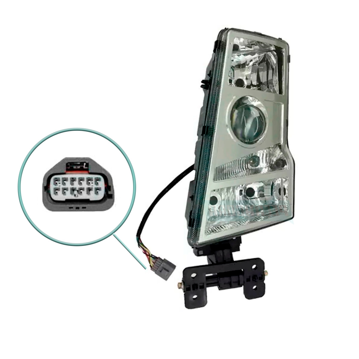 FAROL ESQUERDO VOLVO FH FM 2004 A 2009 CONECTOR RETANGULAR (21001663-20861583-L5