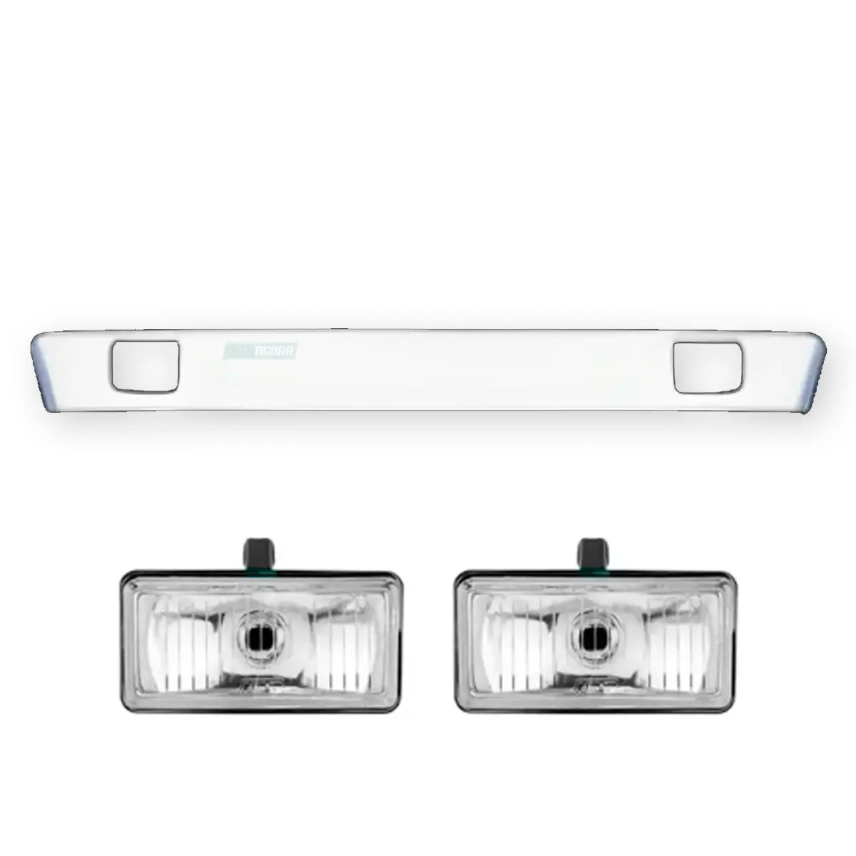 KIT SPOILER E 2 FAROIS NEBLINA MB 1113 1313 1513 2013 2213 CARA PRETA FIBRA BRAN