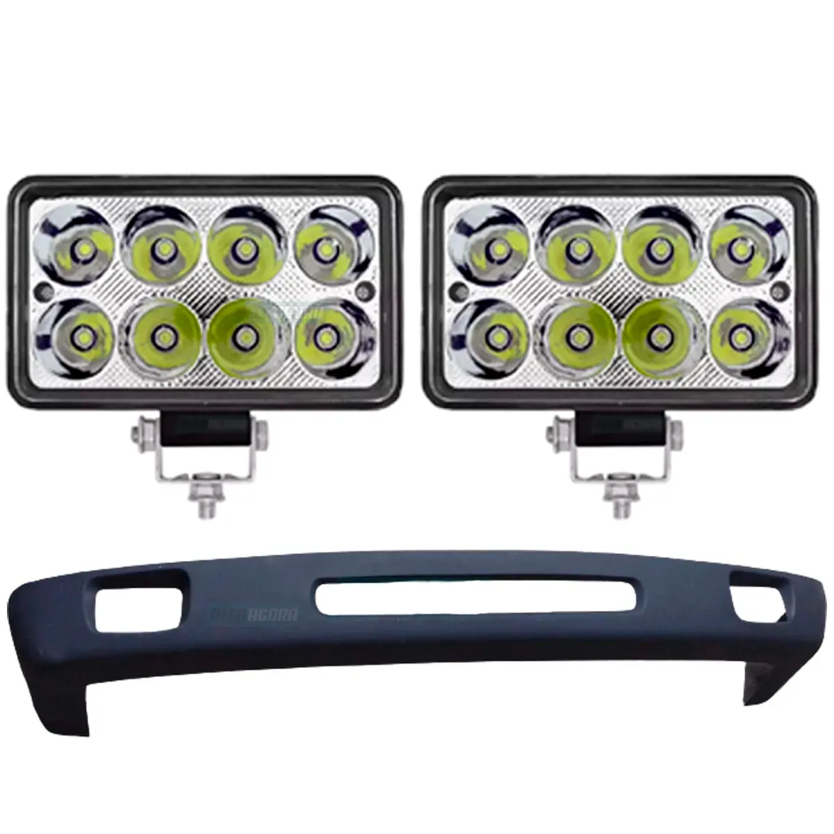 KIT SPOILER COM 2 FAROIS CENTRO FECHADO NEBLINA MILHA LED RETANGULAR 15X8CM 9 A 