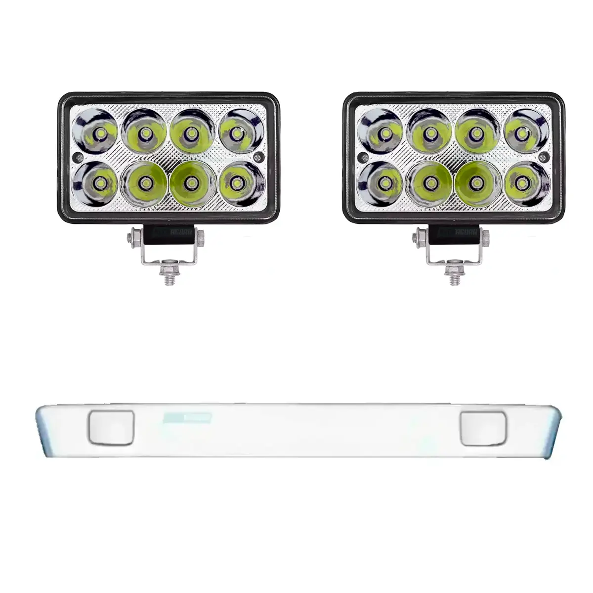 KIT SPOILER E 2 FAROIS NEBLINA LED MB 1113 1313 1513 2013 2213 CARA PRETA (K.AS2