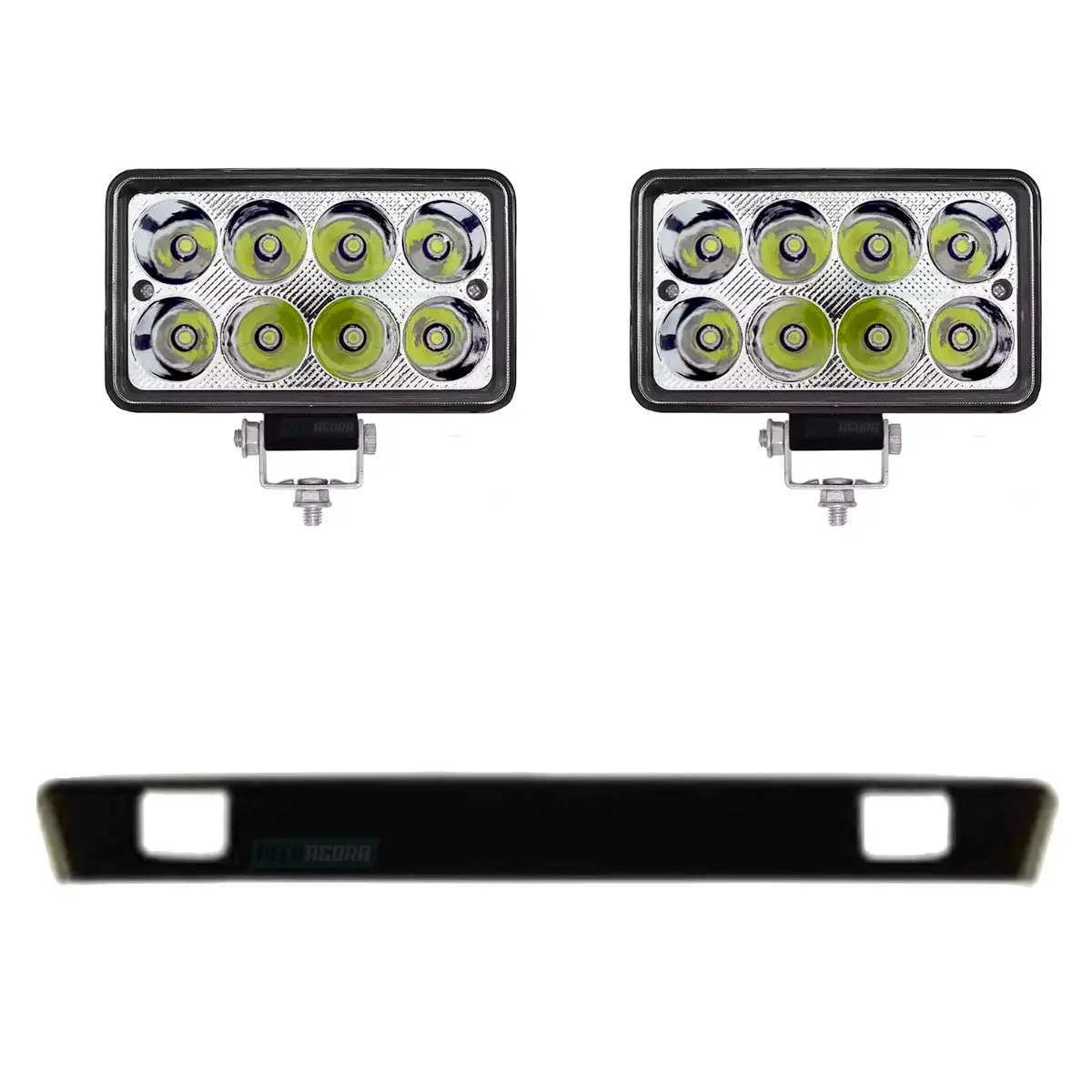 KIT SPOILER FIBRA 2 FAROIS NEBLINA MB 1113 1313 1513 2013 2213 CENTRO FECHADO  (