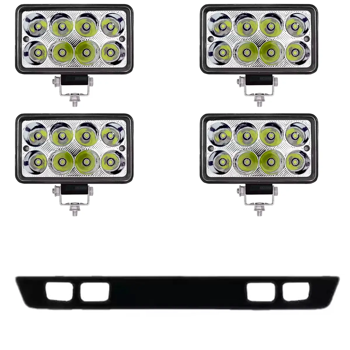 KIT SPOILER COM 4 FAROIS CARA PRETA CENTRO FECHADO FIBRA MB 1113 1313 1513 2013 