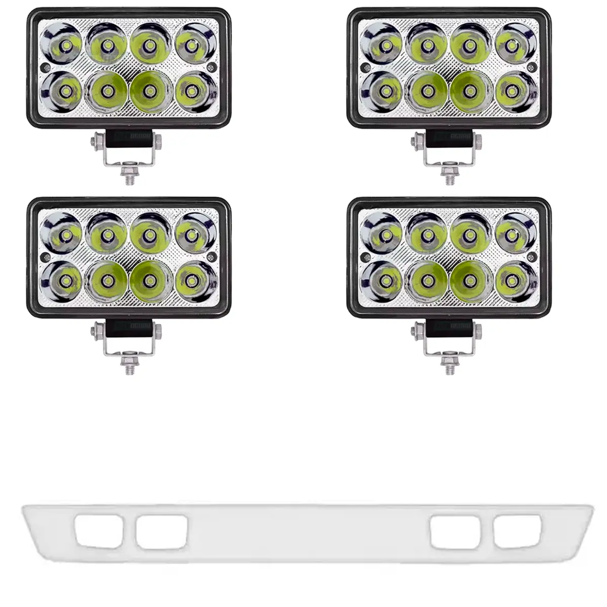 KIT SPOILER 4 FAROIS LED FIBRA BRANCO MB 1113 CARA PRETA 1313 1513 2013 2213 CEN