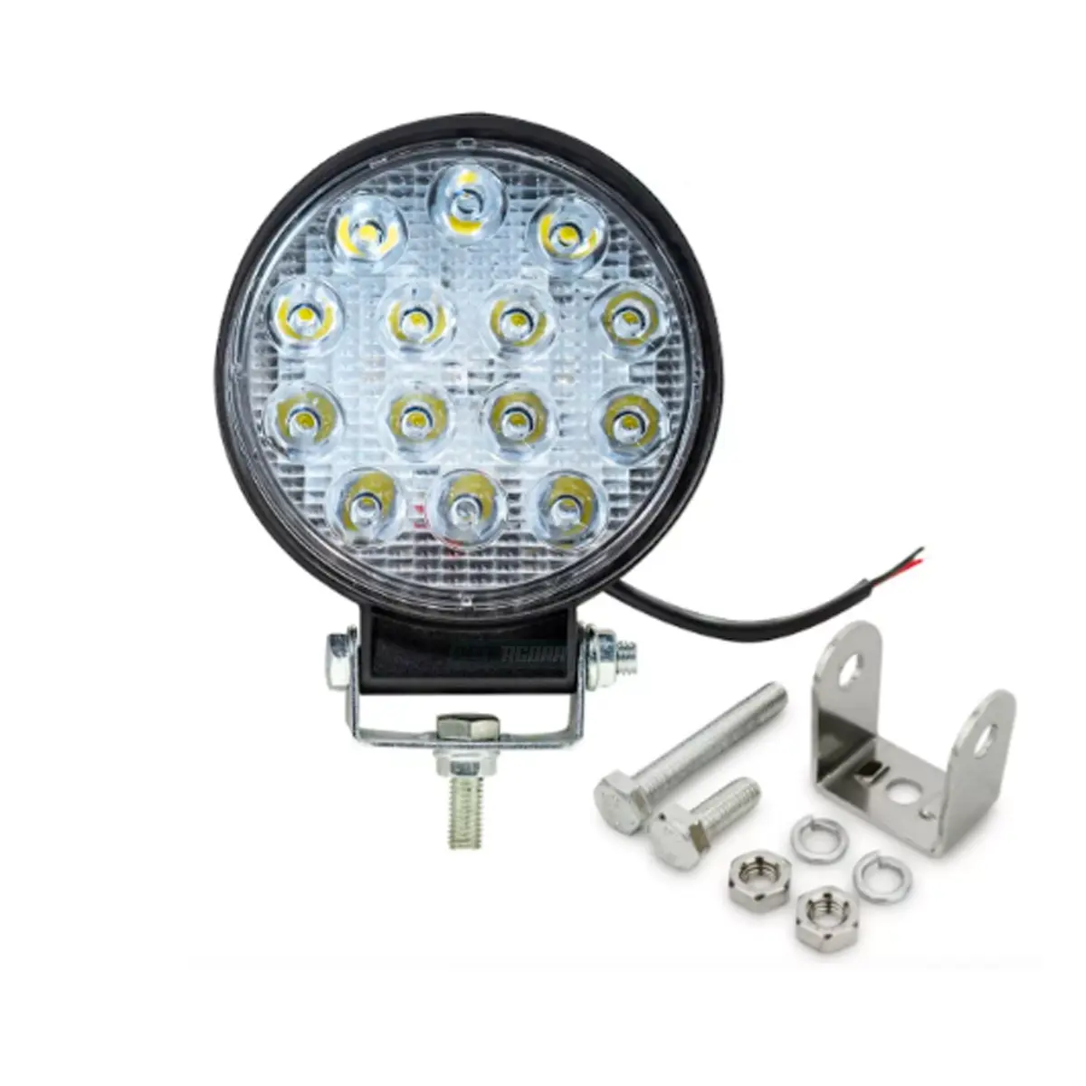FAROL MILHA 14 LED 11CM 42W 12V 24V REDONDO OFF ROAD 6000K JIPES MAQUINAS EMBARC