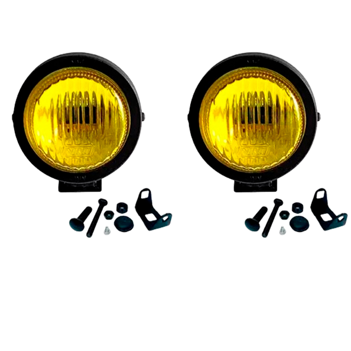 CAIXA 2 FAROIS MILHA AMARELO 85MM MINI H3 CARRO JEEP CAMINHAO MOTO (CX.F11AAN-ML
