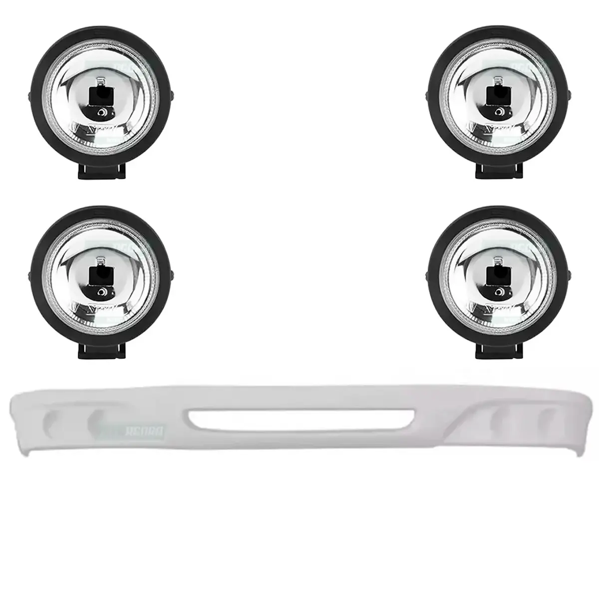 KIT SPOILER COM 4 FAROIS MILHA NEBLINA FORD CARGO 815 FIBRA (K.F-11V-AS1102BR)