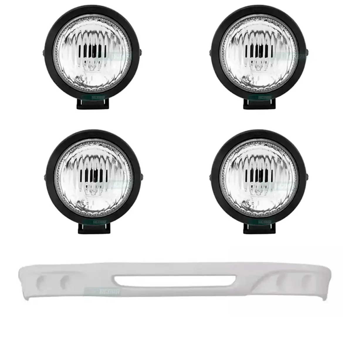 KIT SPOILER E 4 FAROIS NEBLINA MILHA 85MM FORD CARGO 815 FIBRA PRIMER (K.456156-