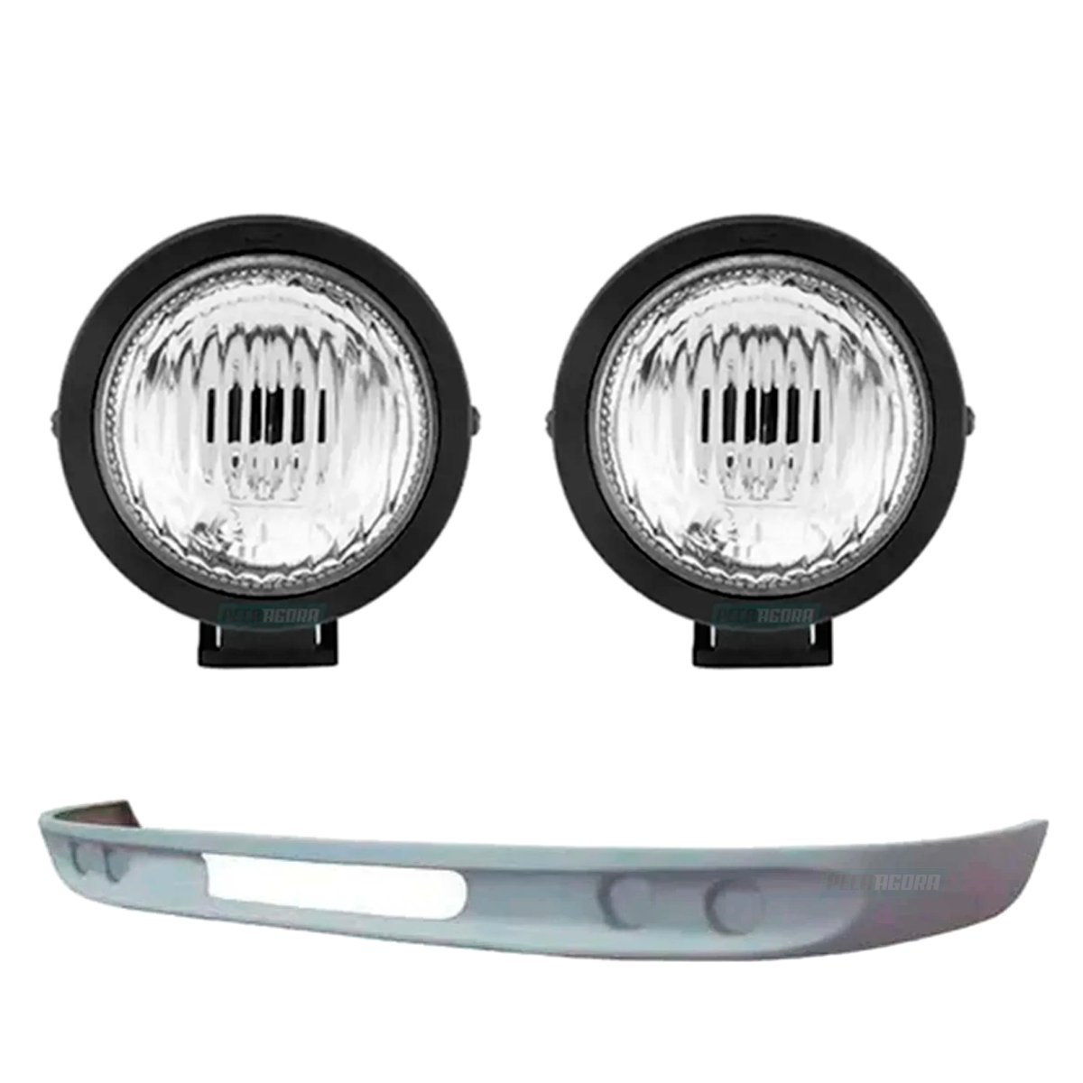 KIT SPOILER ANTIGO SERGIPANO COM 2 FAROIS NEBLINA 85MM H3 SUN RAY BRANCO FIBRA M