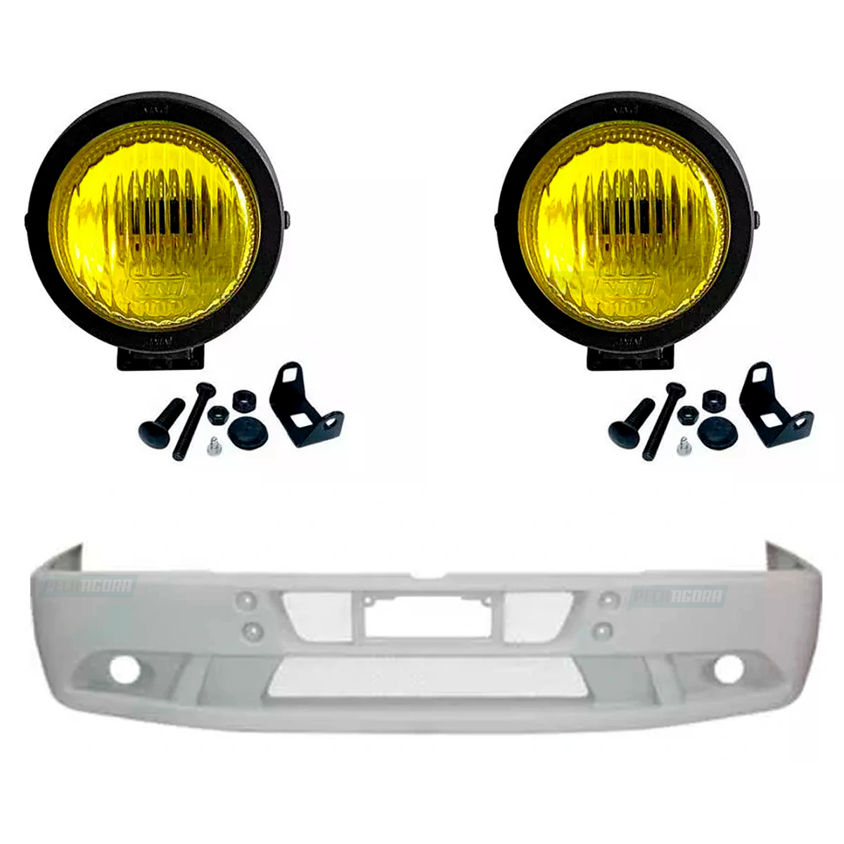 KIT PARACHOQUE FIBRA 2 FAROIS NEBLINA AMARELO 85MM MB ATRON 1634 1635 2013.. (K.