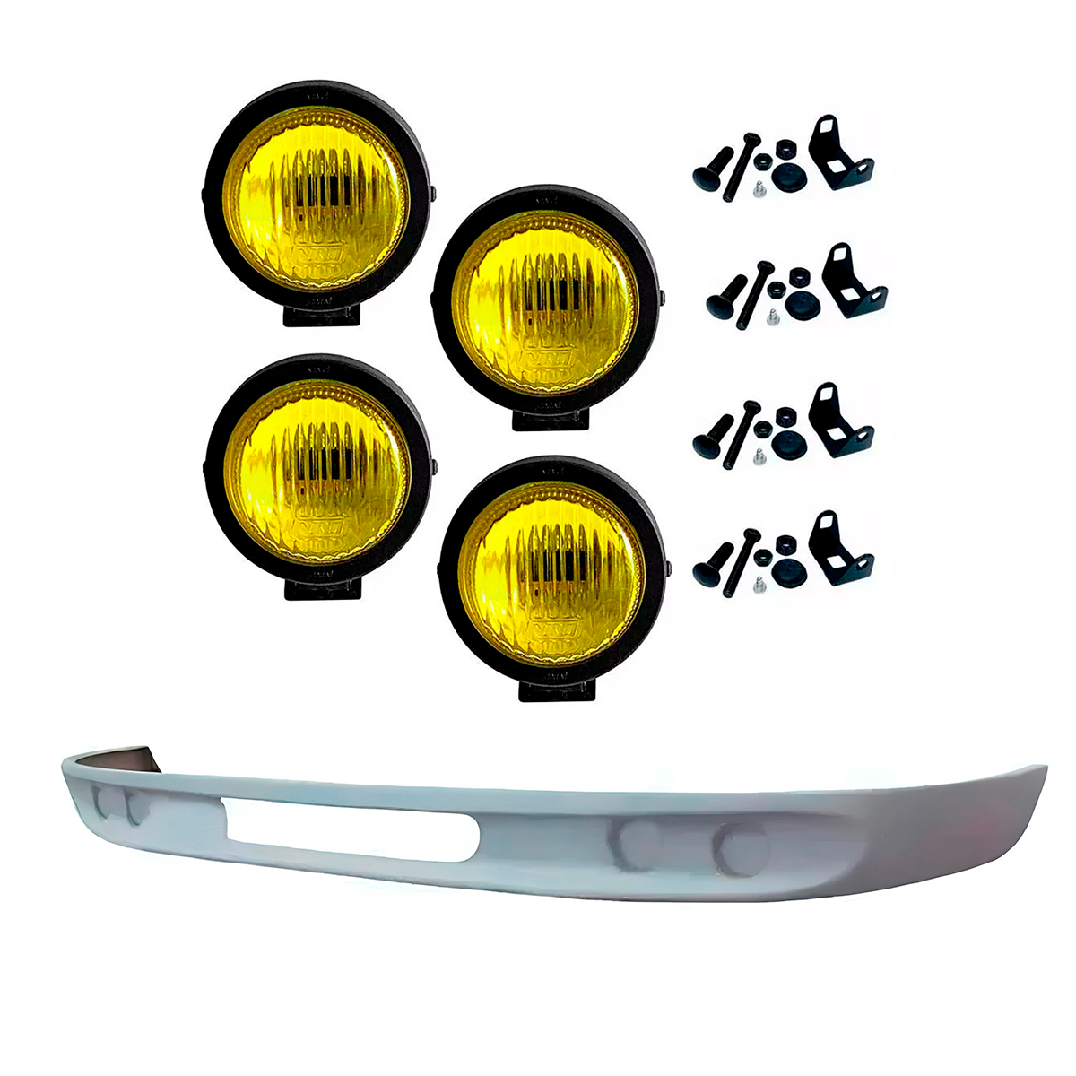 KIT SPOILER 4 FAROIS AUXILIAR 85MM AMARELO H3 MB 1113 ANTIGO SERGIPANO (K.F-11A