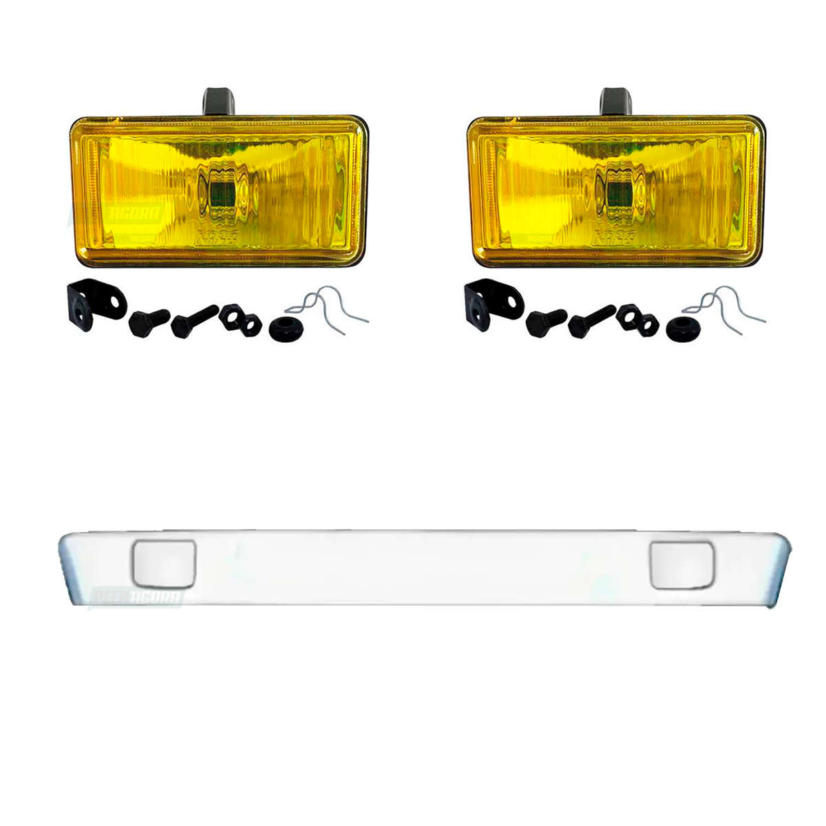 KIT SPOILER FIBRA BRANCO 2 FAROIS NEBLINA AMARELOS MB 1113 1313 1513 2013 2213 (