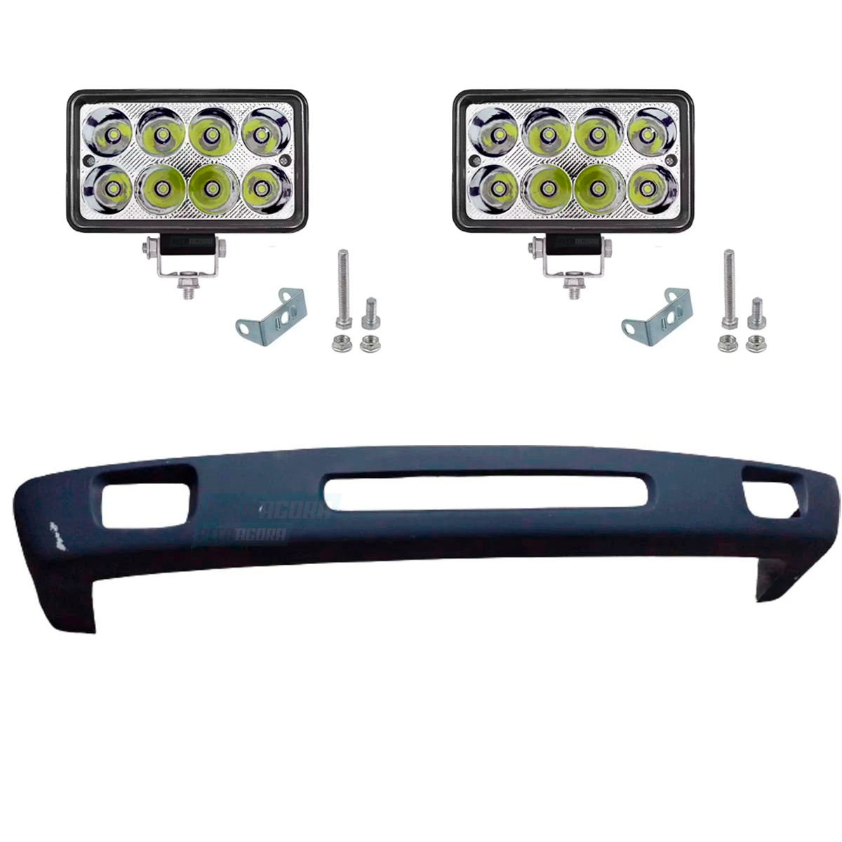 KIT SPOILER FIBRA COM 2 FAROIS NEBLINA LED MB 1519 CARA PRETA CINZA ESCURO (K.AS