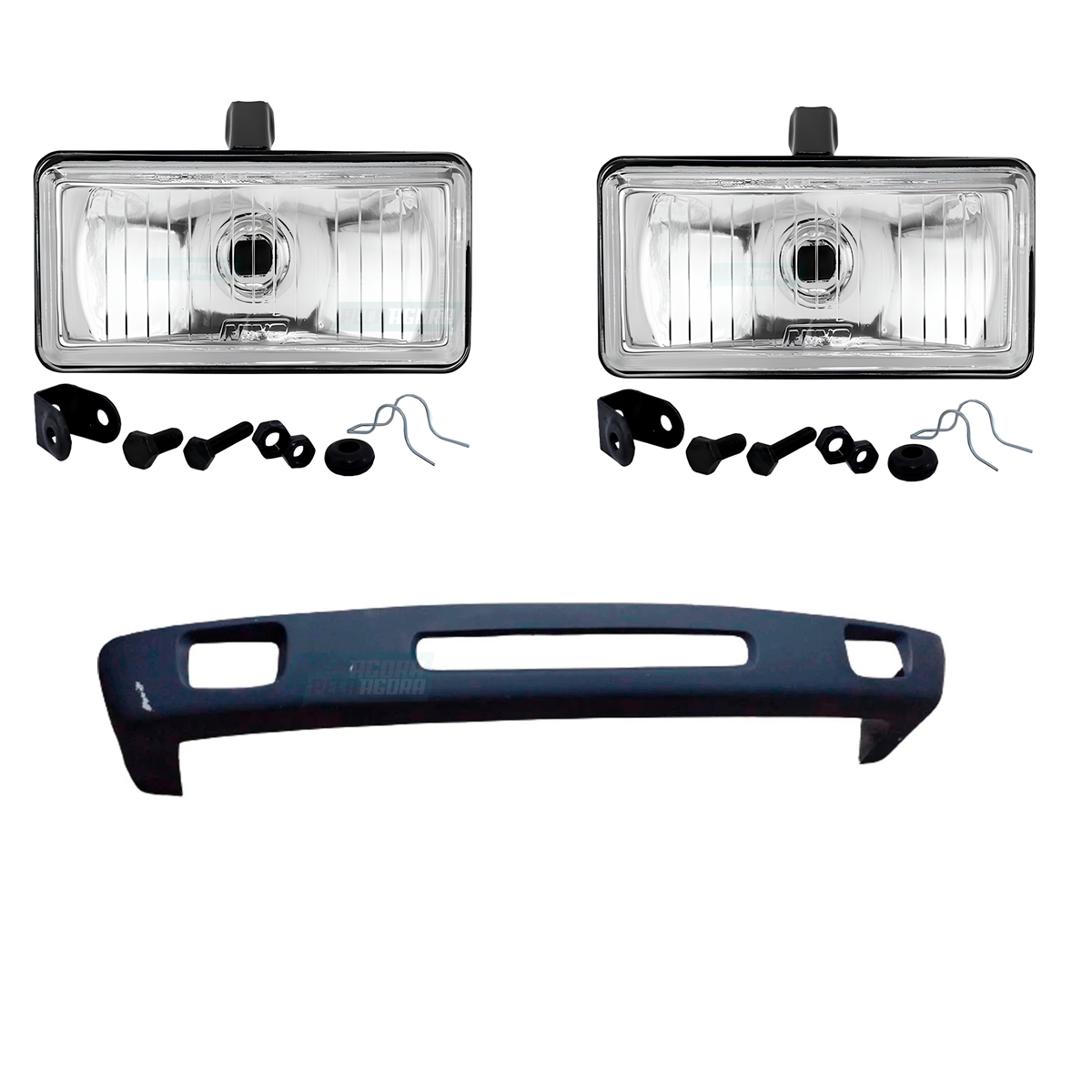 KIT SPOILER FIBRA 2 FAROIS NEBLINA H3 CENTRO ABERTO MB 1519 (K.AS2231-424173-F15